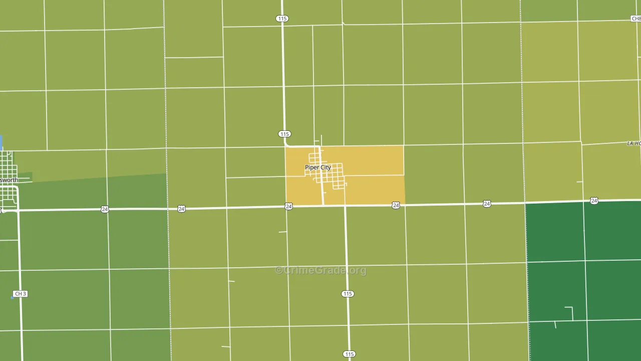 Piper City, IL Map of Drug-Related Crime Rates