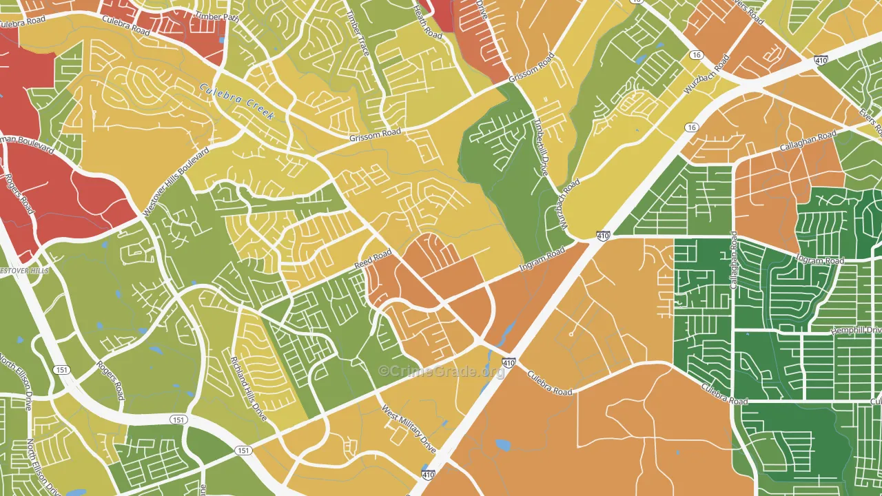 Pipers Meadow, San Antonio, TX Map of Drug-Related Crime Rates