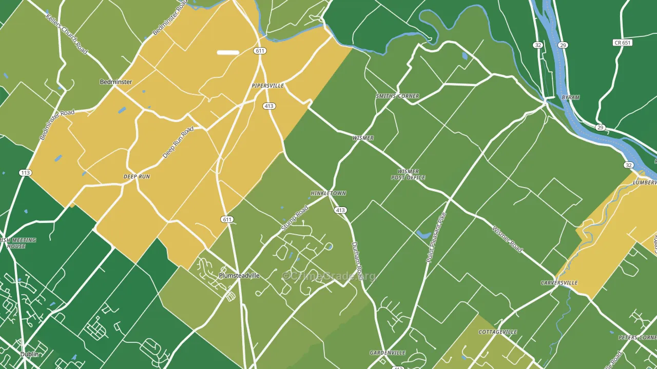 Pipersville, PA Map of Drug-Related Crime Rates