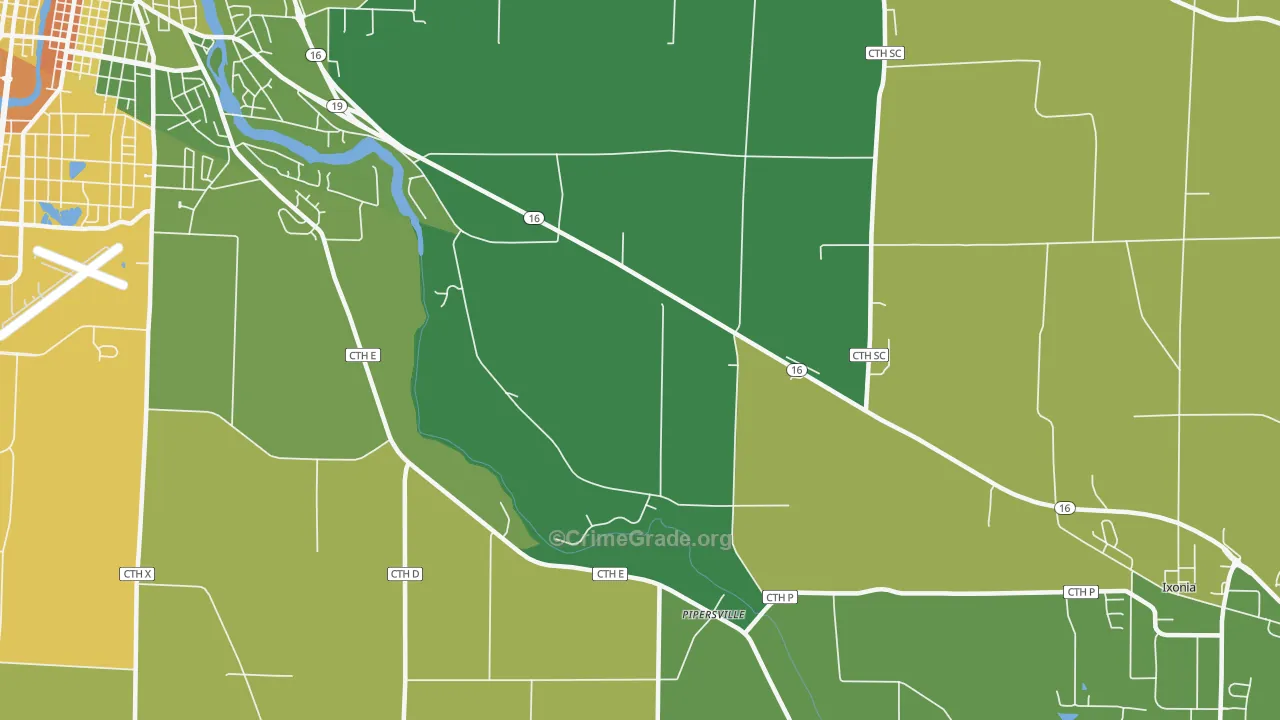 Pipersville, WI Map of Drug-Related Crime Rates