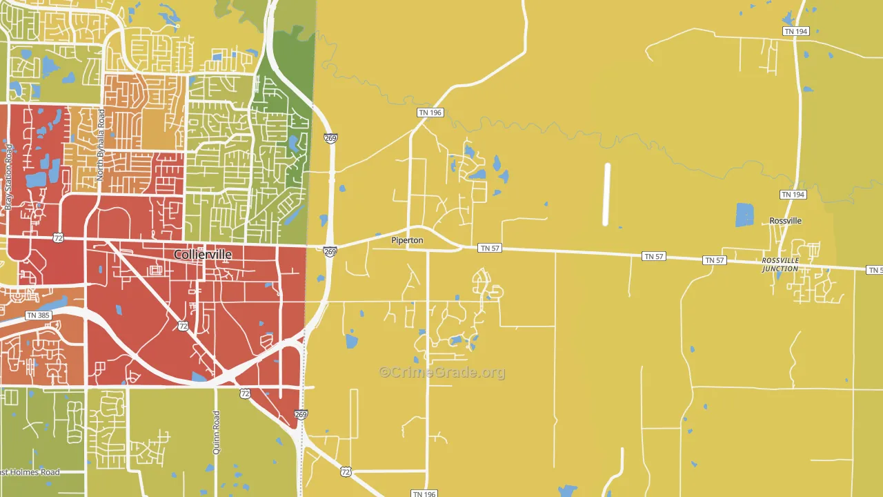 Piperton, TN Map of Drug-Related Crime Rates