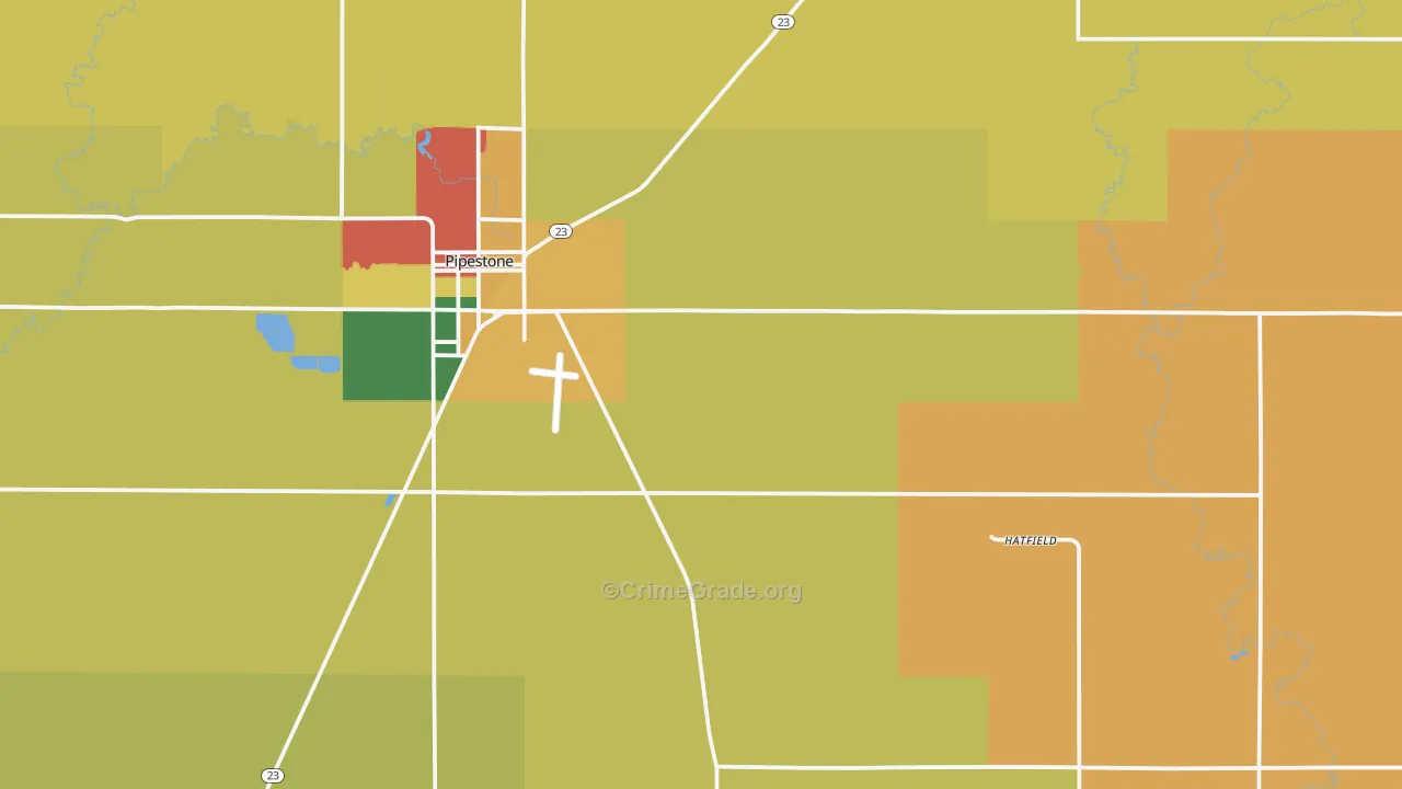 Pipestone County, MN Map of Drug-Related Crime Rates