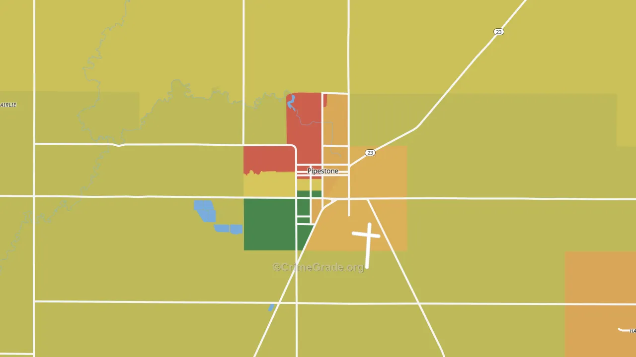 Pipestone, MN Map of Drug-Related Crime Rates