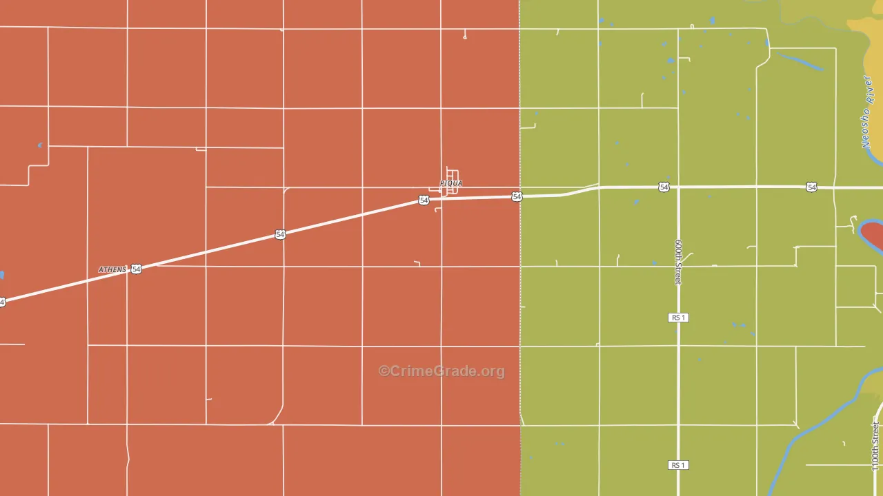 Piqua, KS Map of Drug-Related Crime Rates