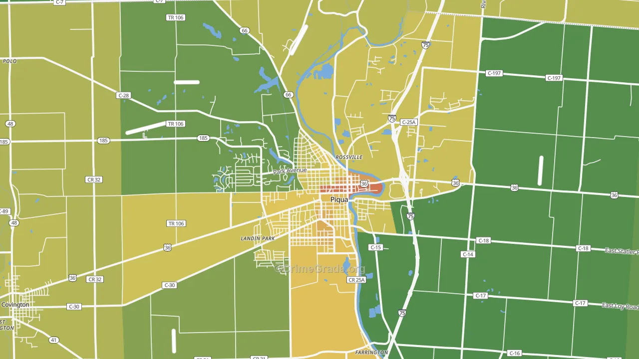 Piqua, OH Map of Drug-Related Crime Rates