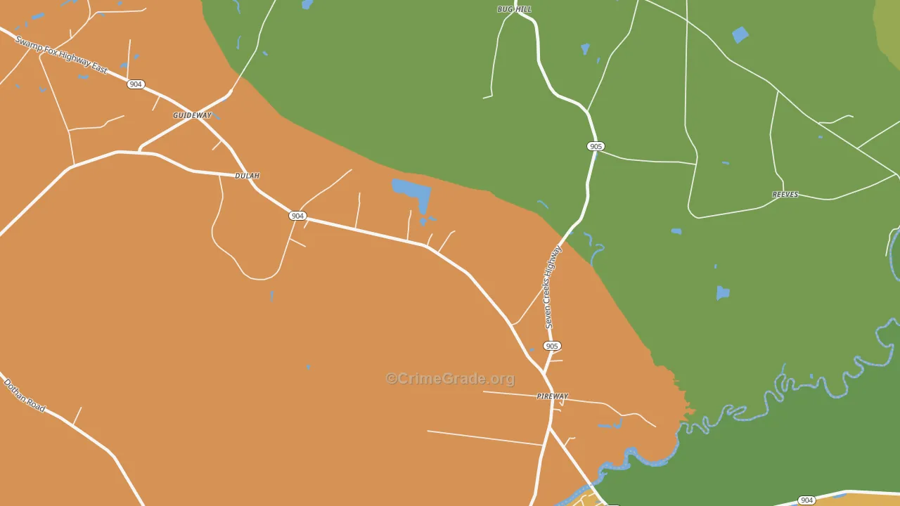 Pireway, NC Map of Drug-Related Crime Rates