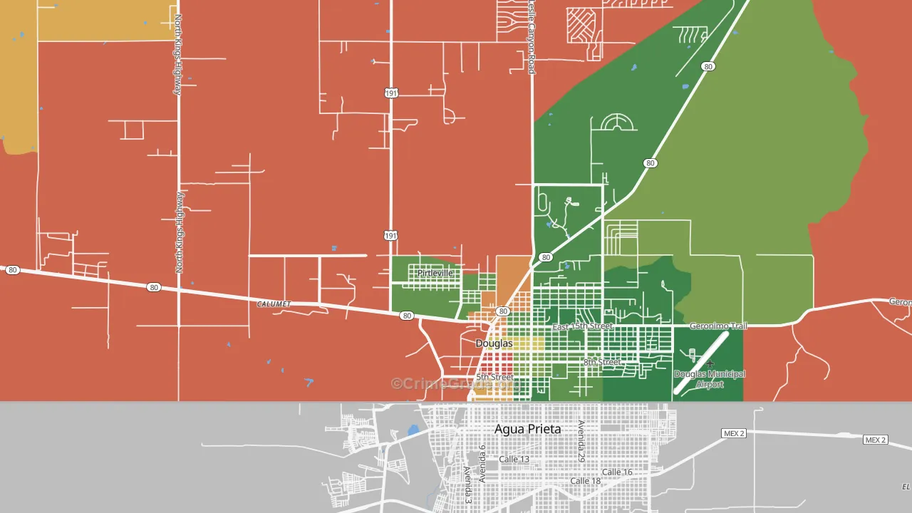 Pirtleville, AZ Map of Drug-Related Crime Rates