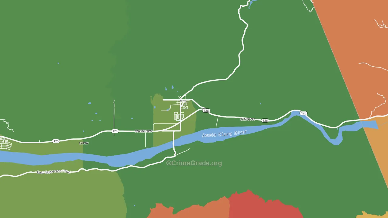 Piru, CA Map of Drug-Related Crime Rates