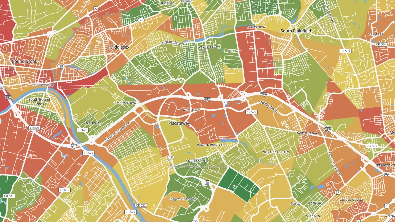 Piscataway, NJ Map of Drug-Related Crime Rates
