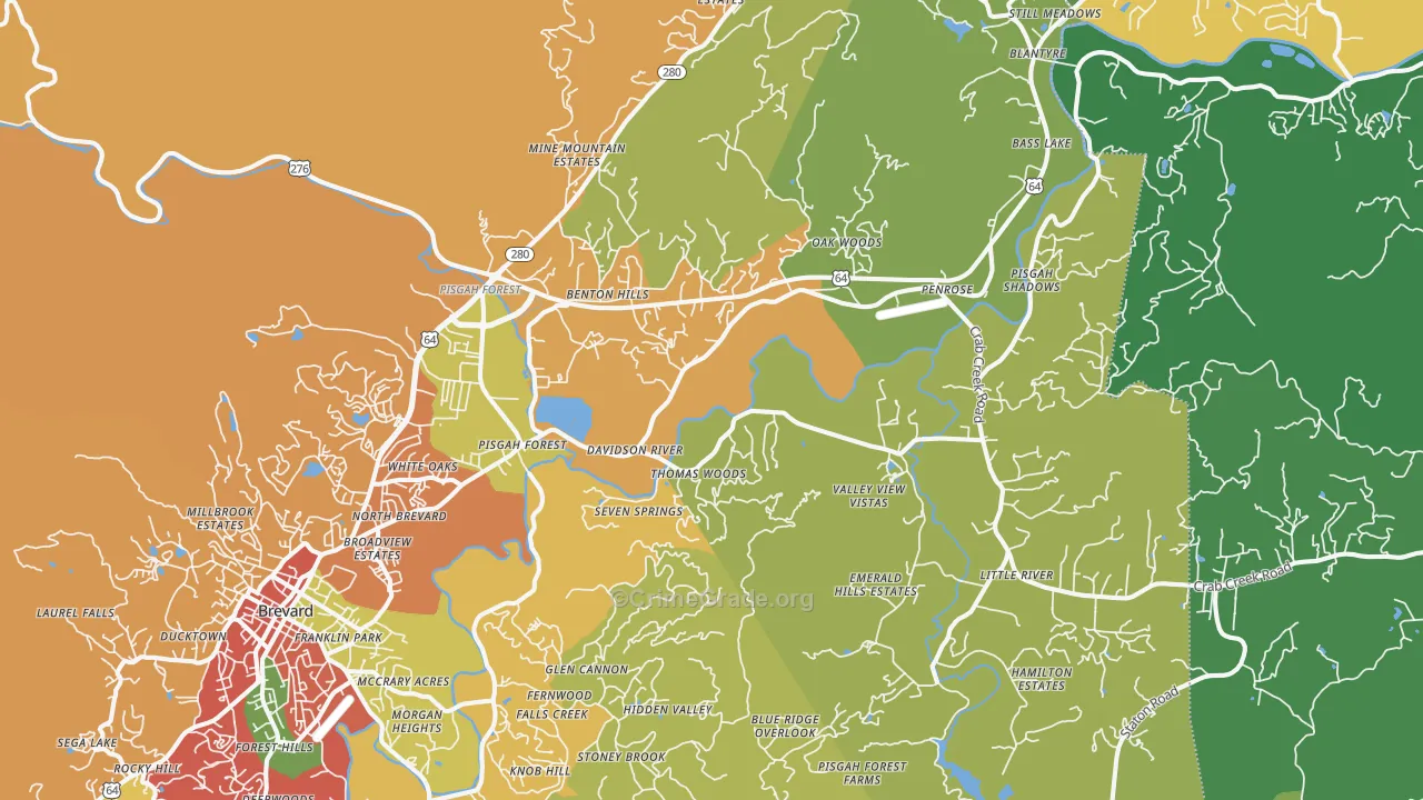 Pisgah Forest, NC Map of Drug-Related Crime Rates