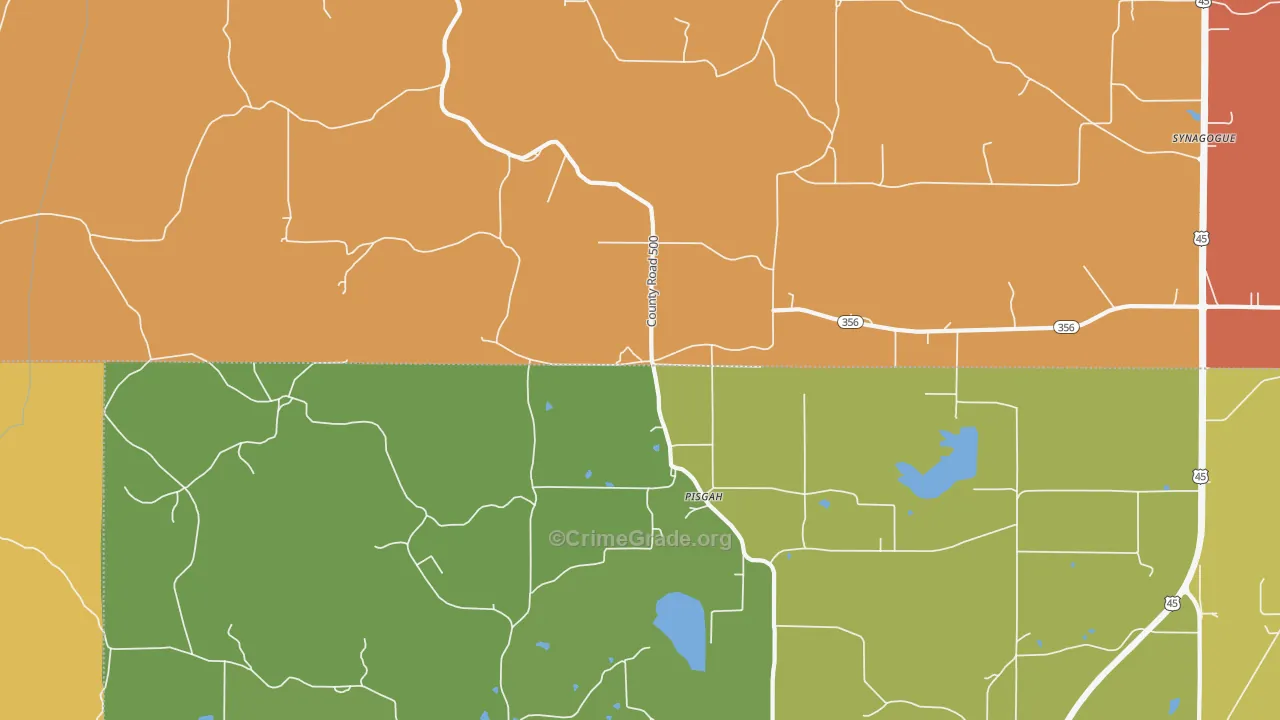 Pisgah, MS Map of Drug-Related Crime Rates