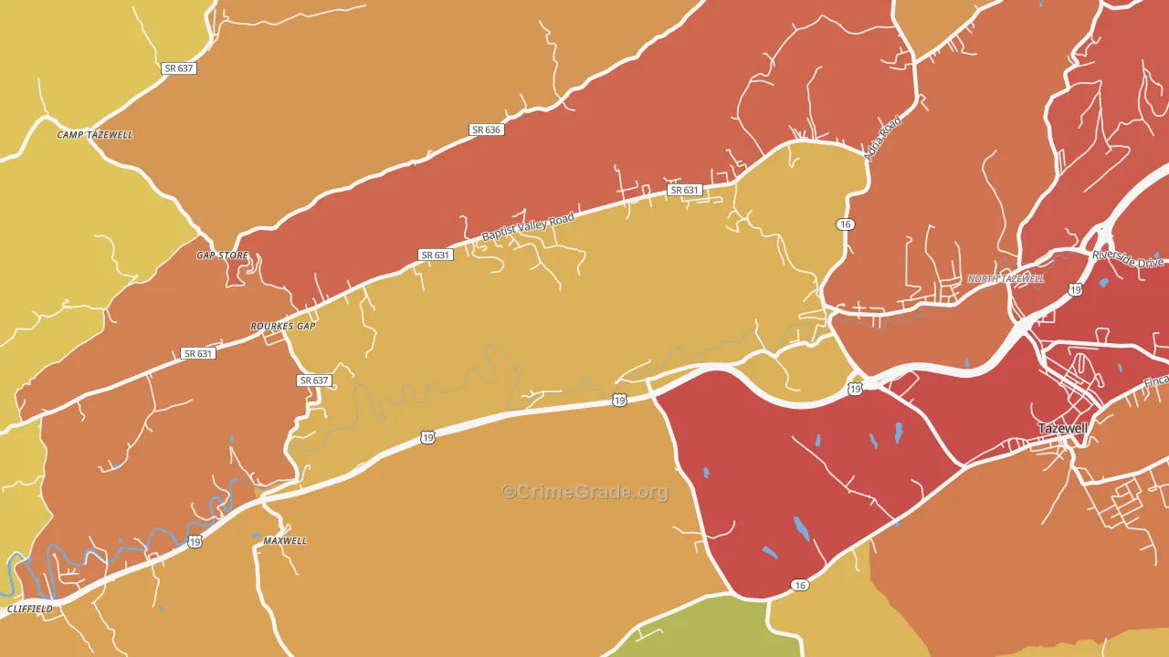 Pisgah, VA Map of Drug-Related Crime Rates