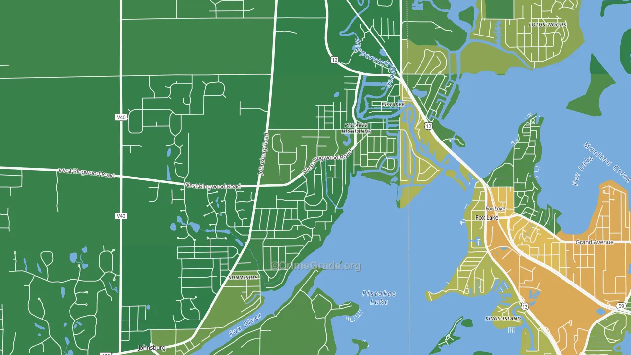 Pistakee Highlands, IL Map of Drug-Related Crime Rates