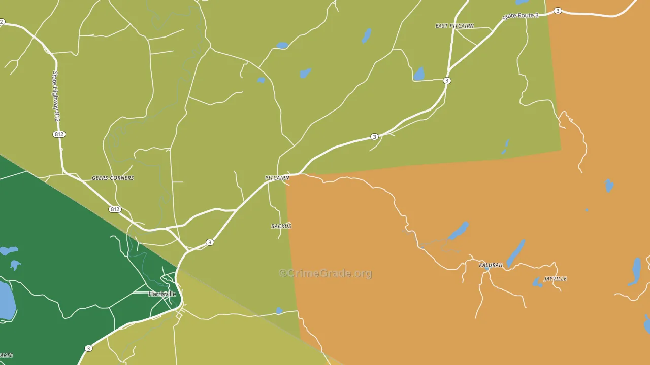 Pitcairn, NY Map of Drug-Related Crime Rates
