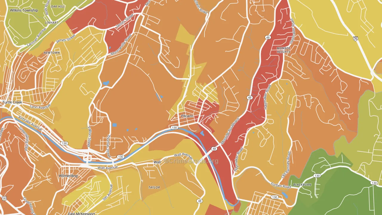 Pitcairn, PA Map of Drug-Related Crime Rates