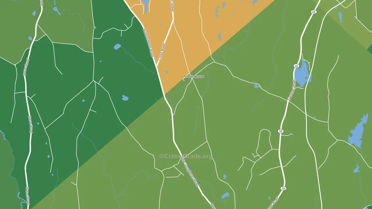 Pitcherville, MA Map of Drug-Related Crime Rates