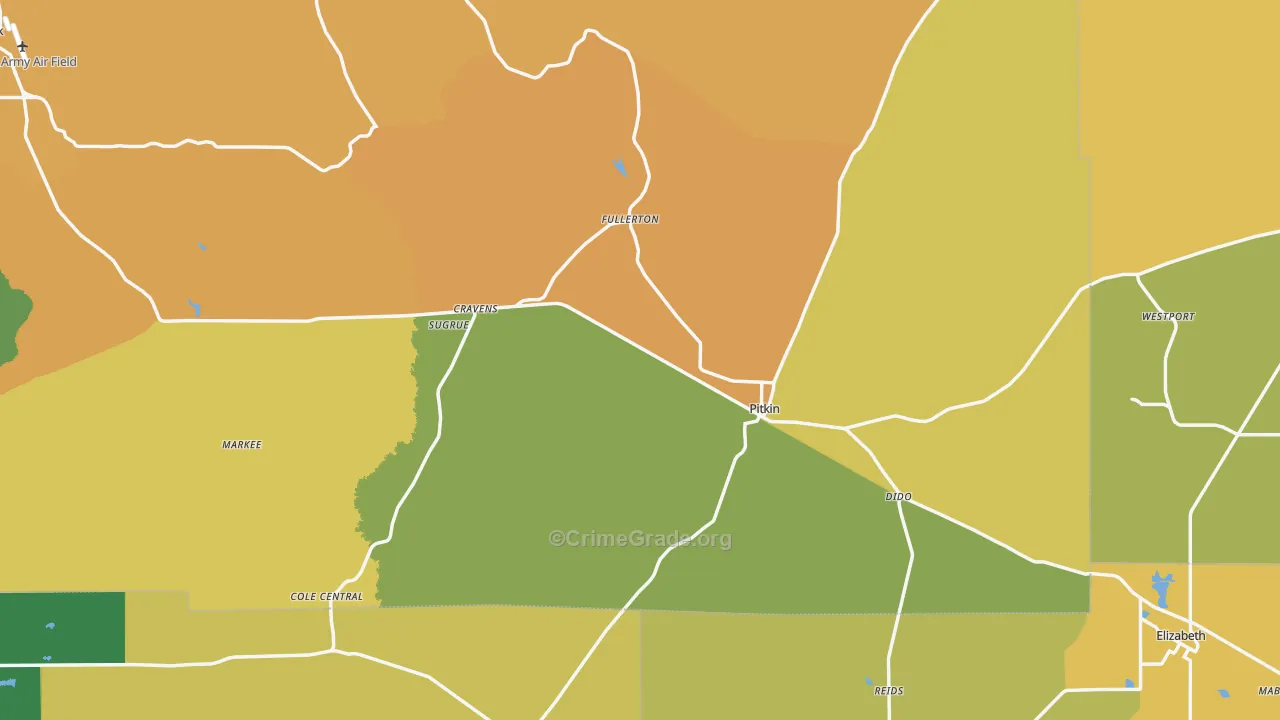 Pitkin, LA Map of Drug-Related Crime Rates