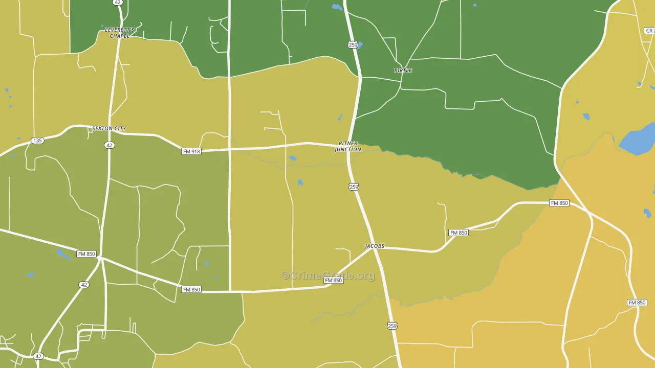 Pitner Junction, TX Map of Drug-Related Crime Rates