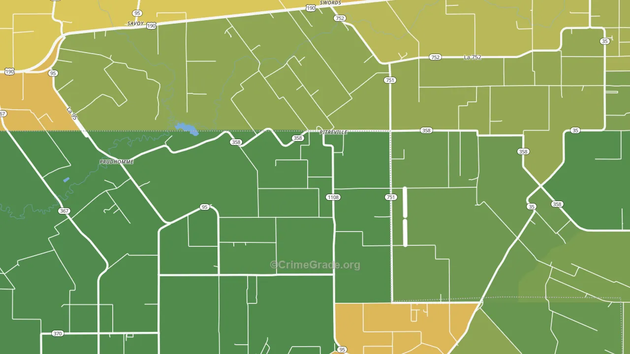 Pitreville, LA Map of Drug-Related Crime Rates