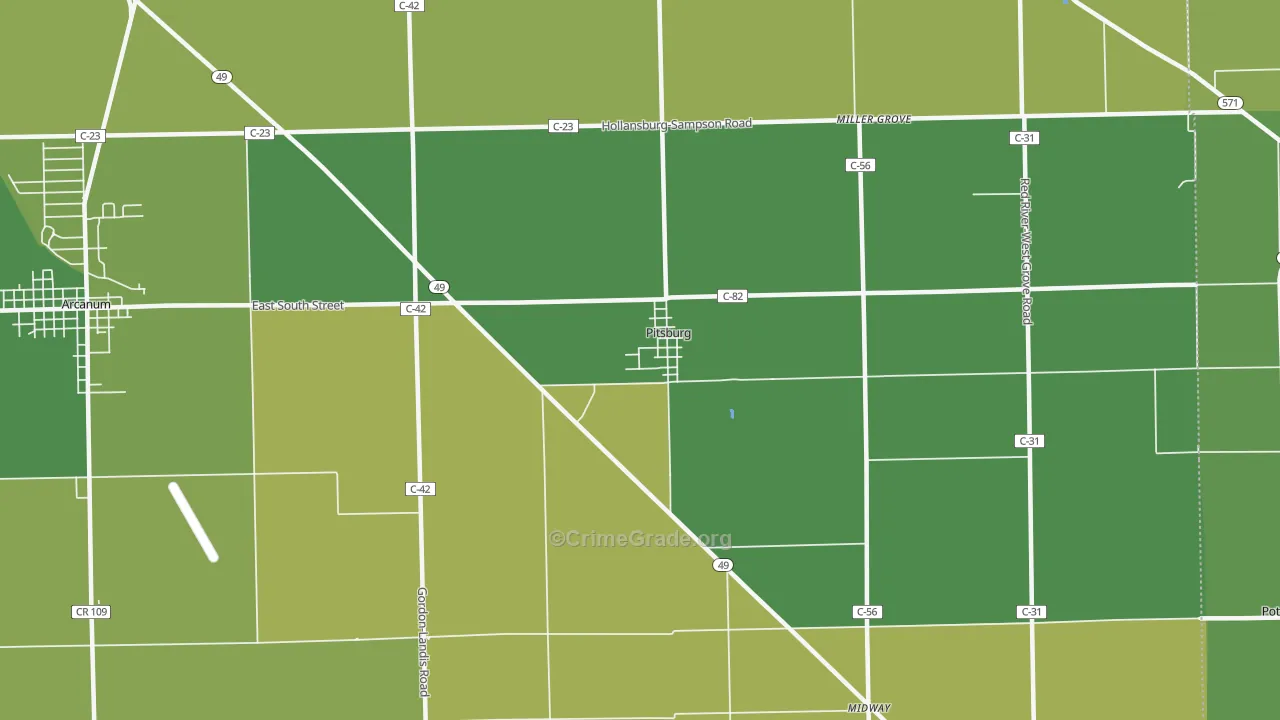 Pitsburg, OH Map of Drug-Related Crime Rates