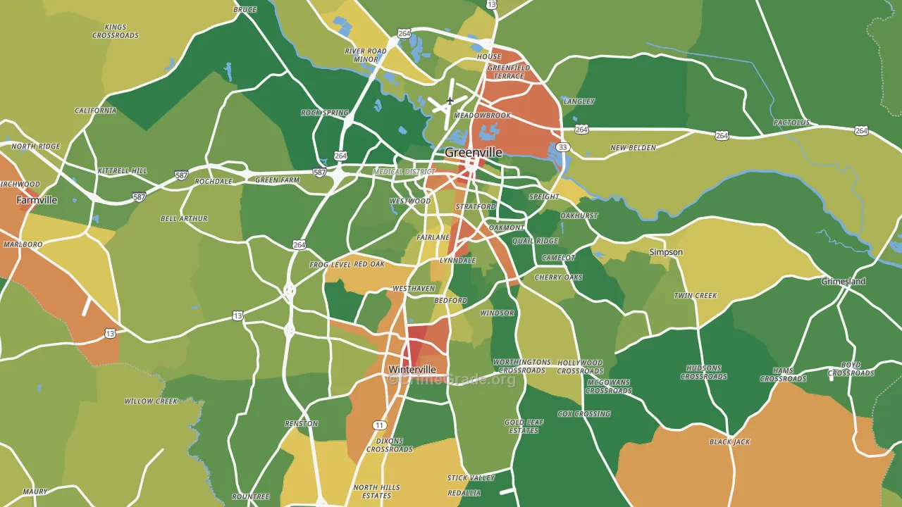 Pitt County, NC Map of Drug-Related Crime Rates