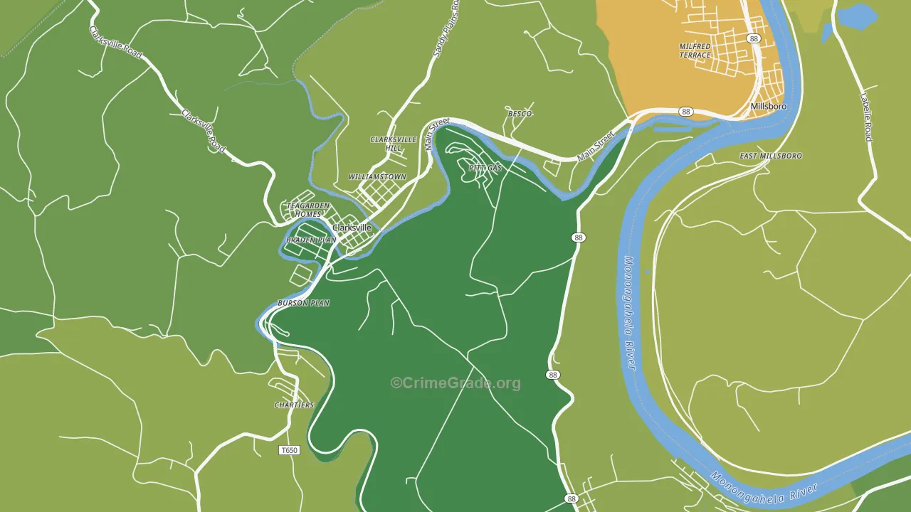 Pitt Gas, PA Map of Drug-Related Crime Rates
