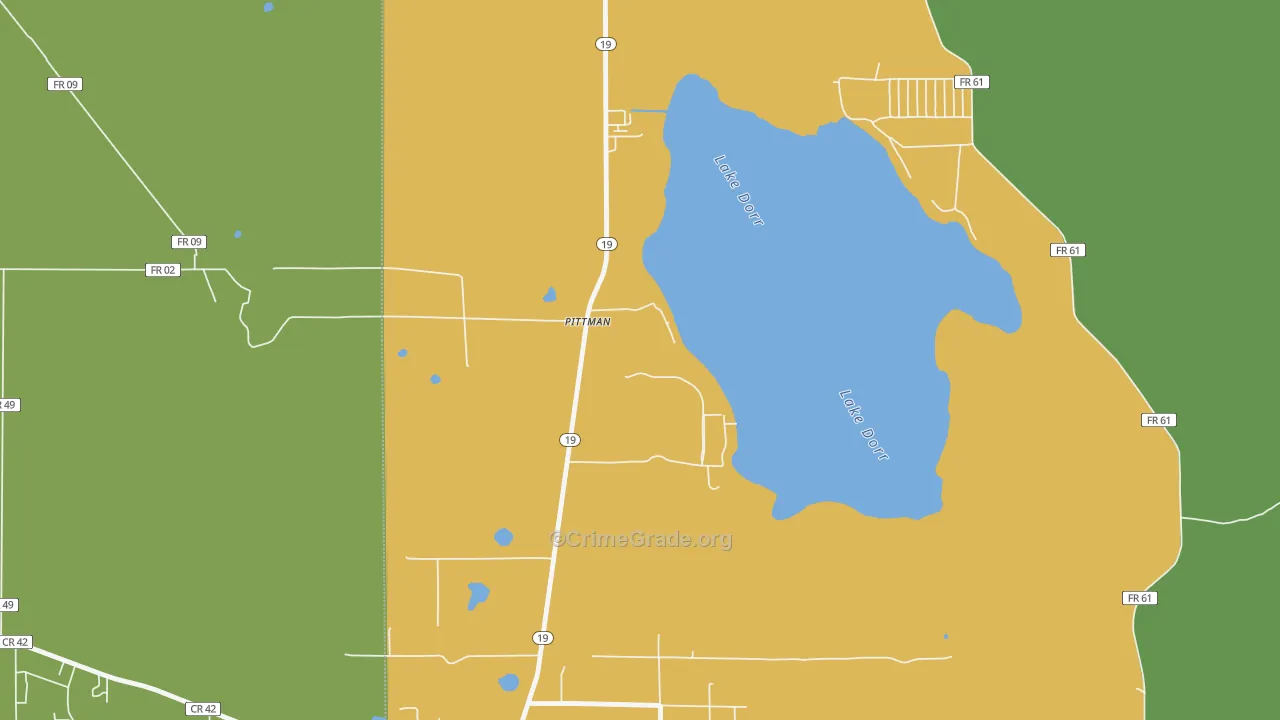 Pittman, FL Map of Drug-Related Crime Rates