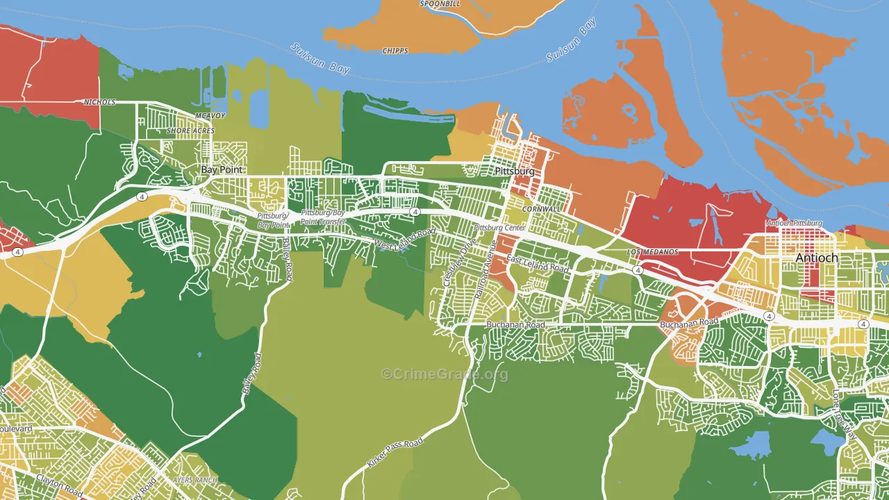 Pittsburg, CA Map of Drug-Related Crime Rates