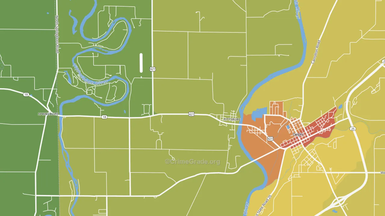 Pittsburg, IN Map of Drug-Related Crime Rates