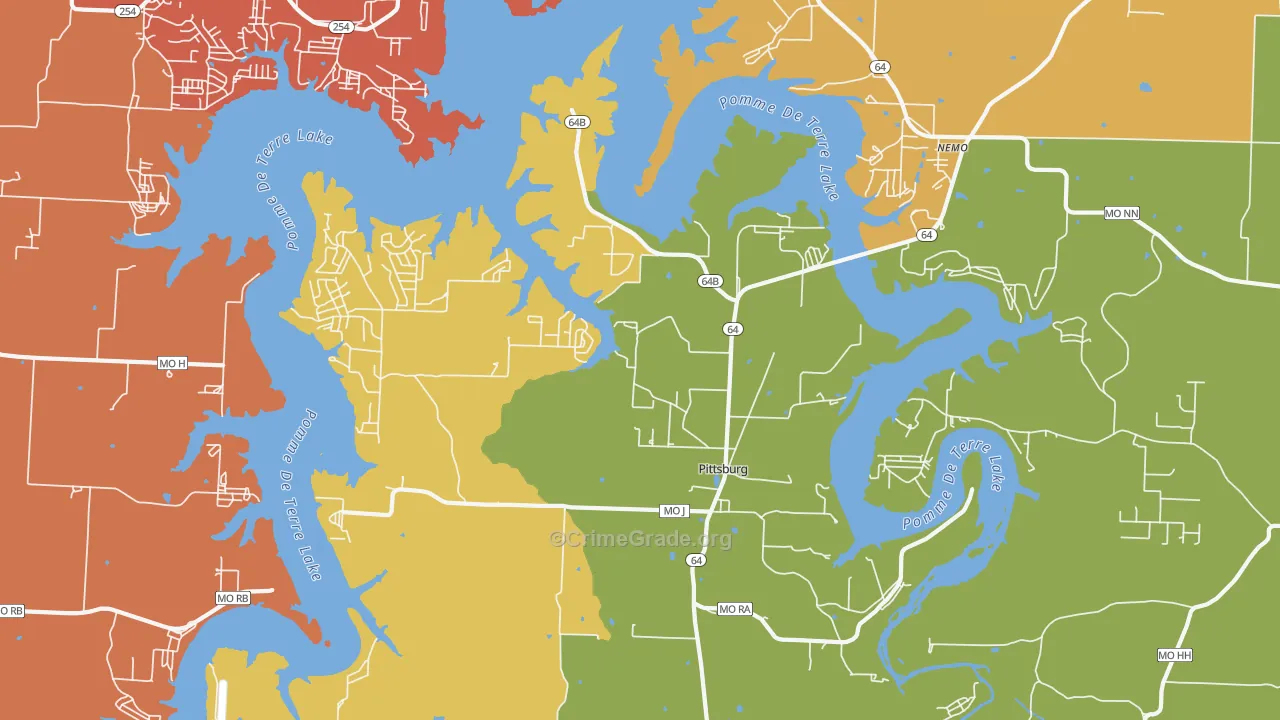 Pittsburg, MO Map of Drug-Related Crime Rates
