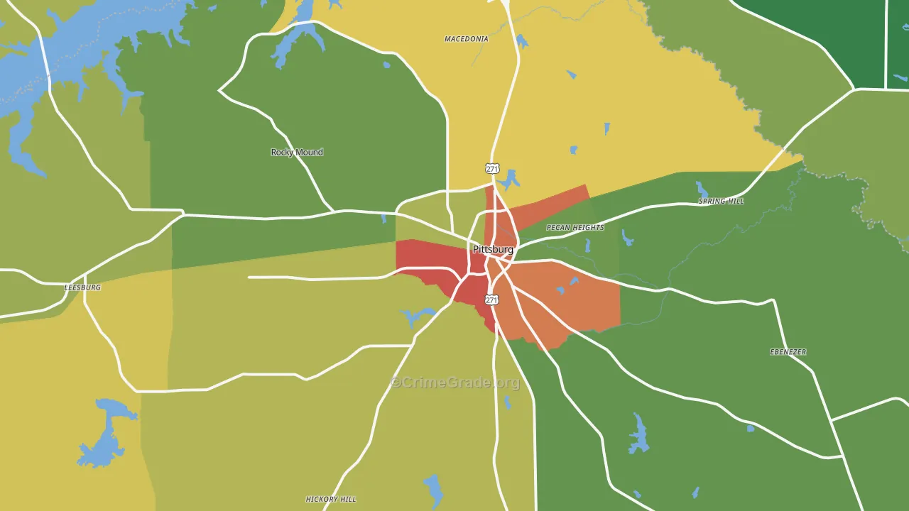 Pittsburg, TX Map of Drug-Related Crime Rates