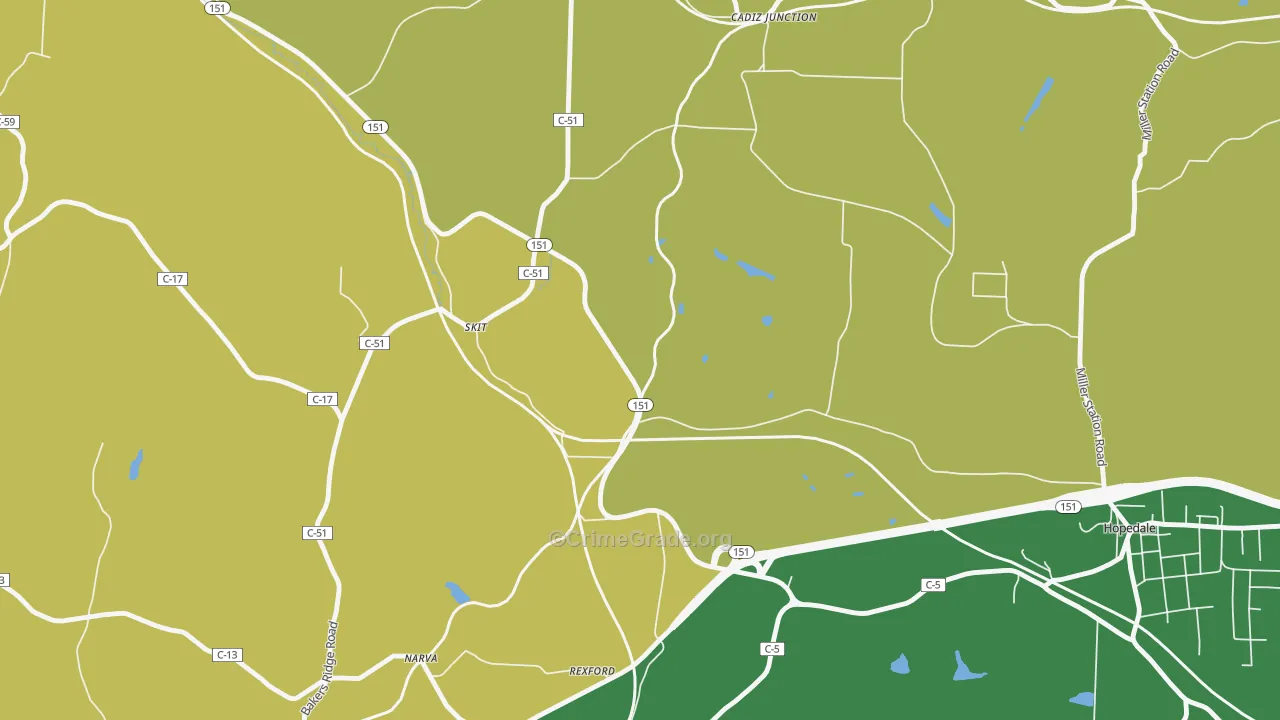 Pittsburgh Junction, OH Map of Drug-Related Crime Rates