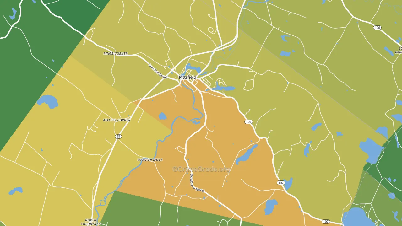 Pittsfield, NH Map of Drug-Related Crime Rates