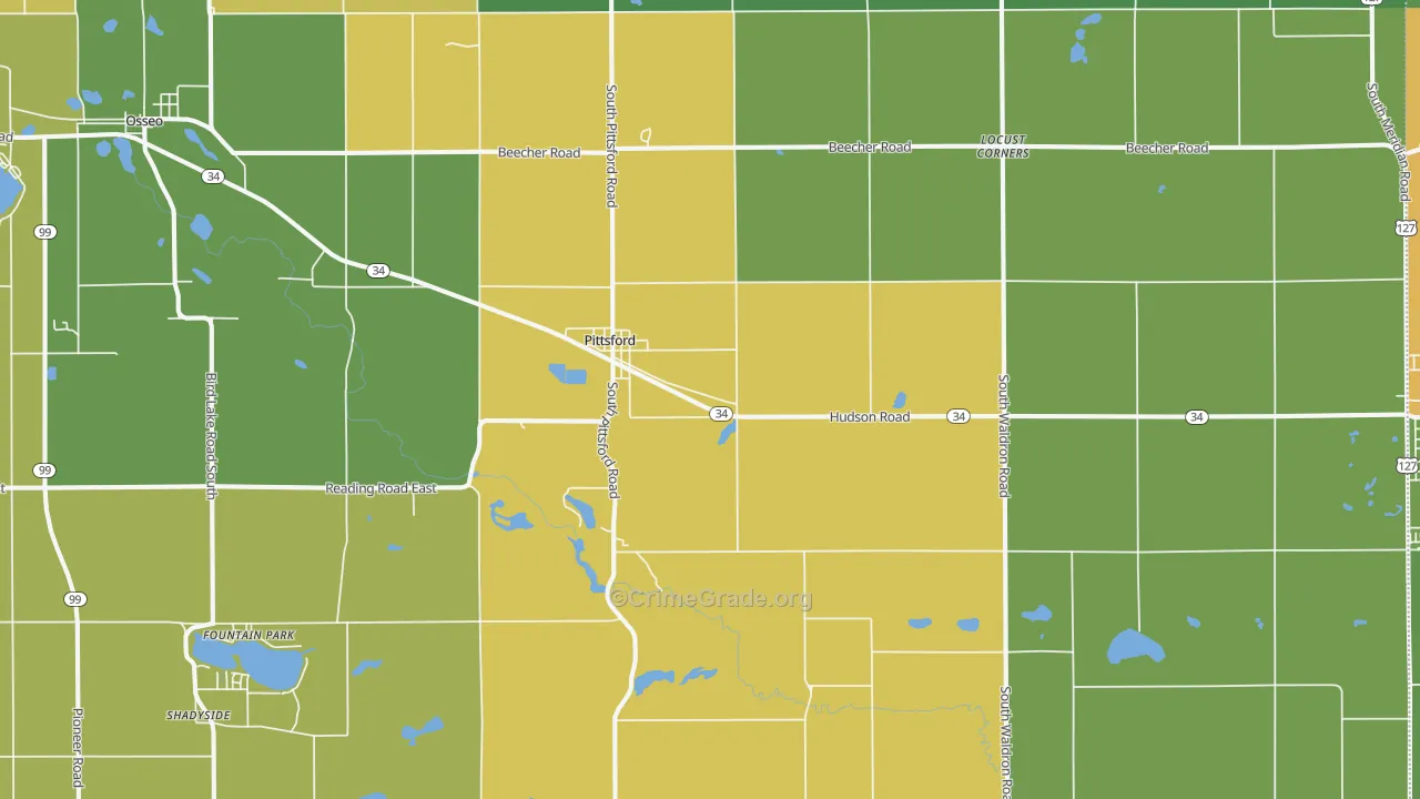 Pittsford, MI Map of Drug-Related Crime Rates