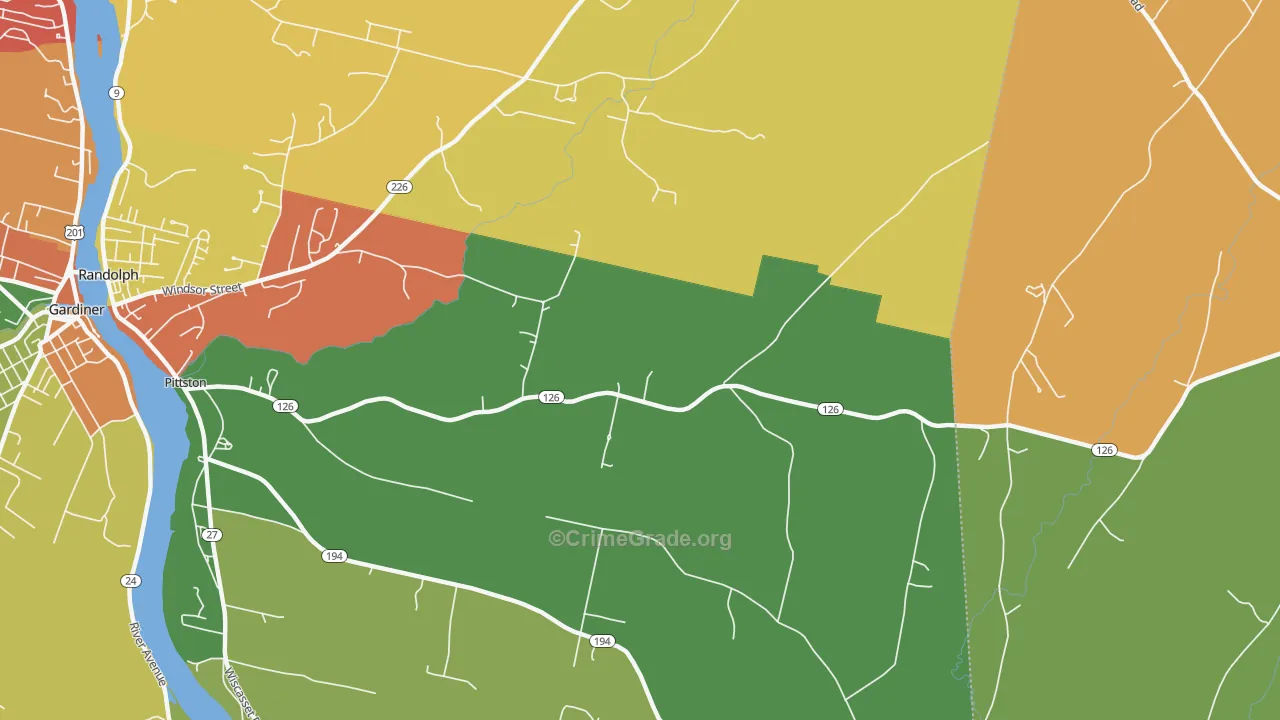 Pittston, ME Map of Drug-Related Crime Rates