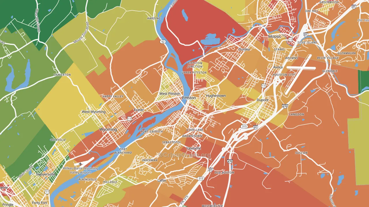 Pittston, PA Map of Drug-Related Crime Rates