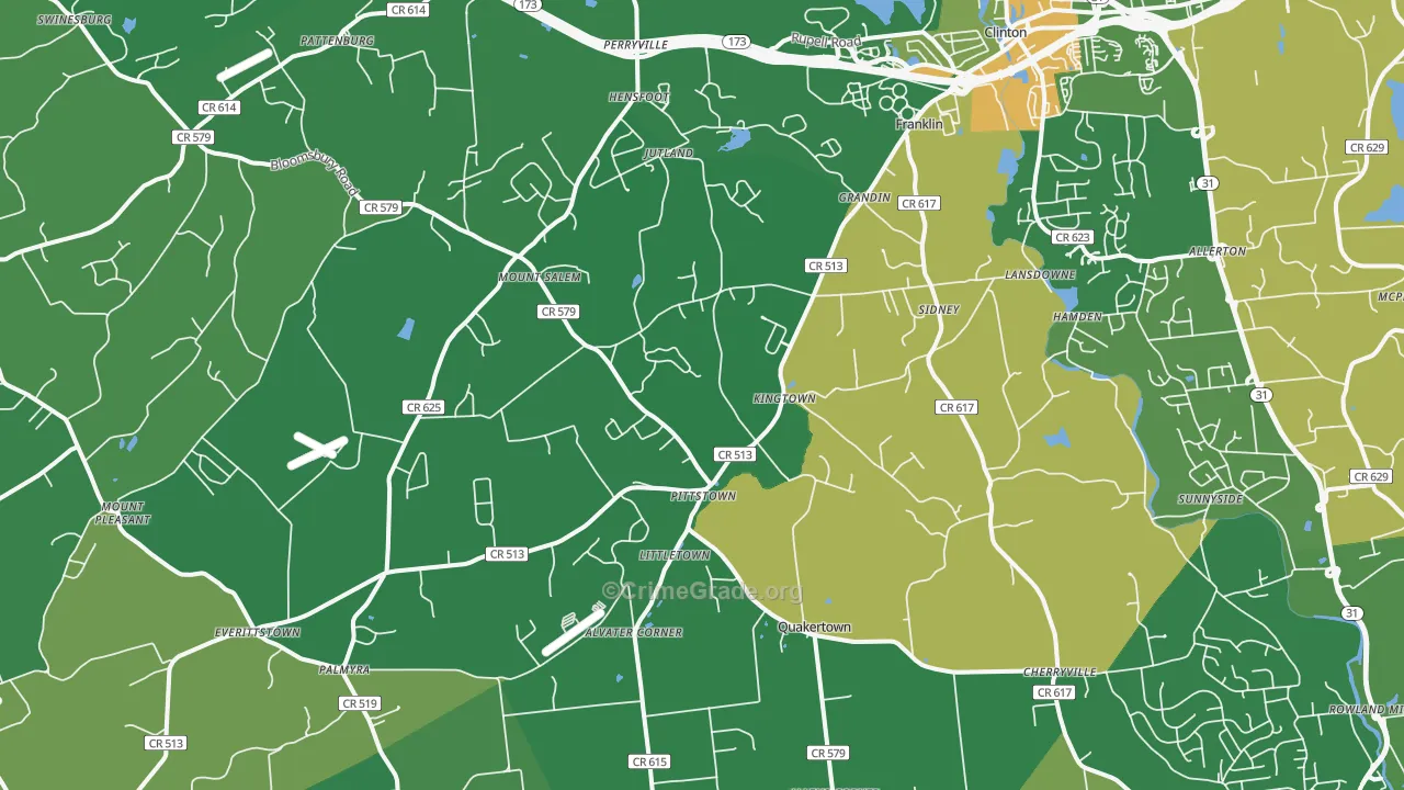 Pittstown, NJ Map of Drug-Related Crime Rates