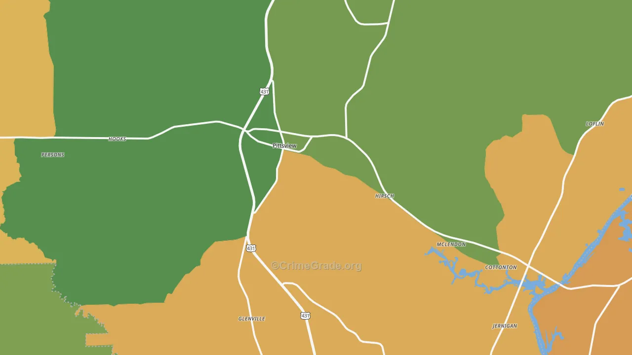 Pittsview, AL Map of Drug-Related Crime Rates
