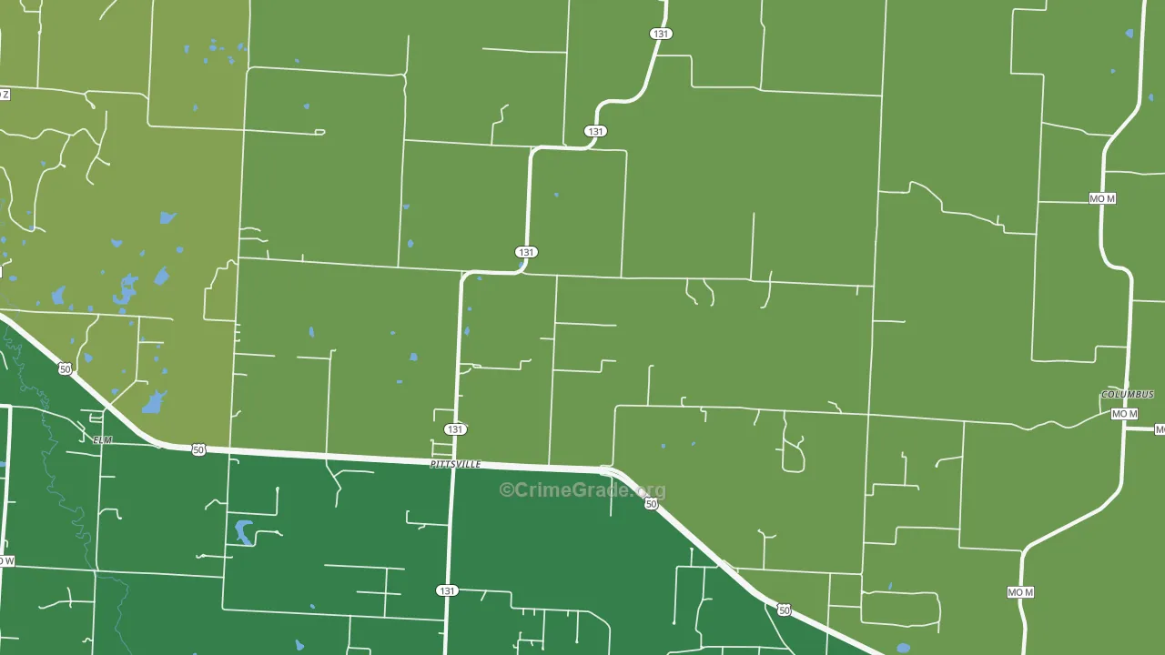 Pittsville, MO Map of Drug-Related Crime Rates