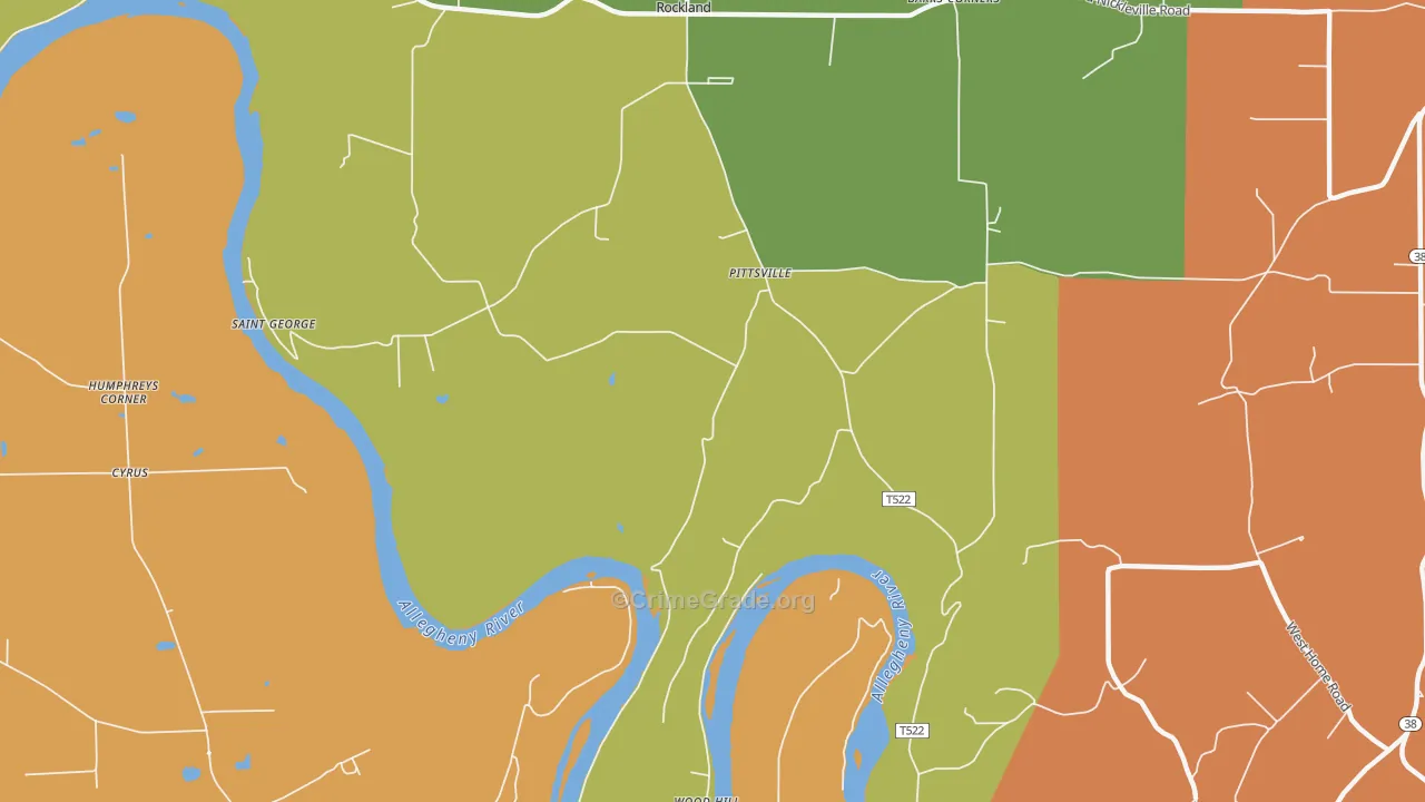 Pittsville, PA Map of Drug-Related Crime Rates