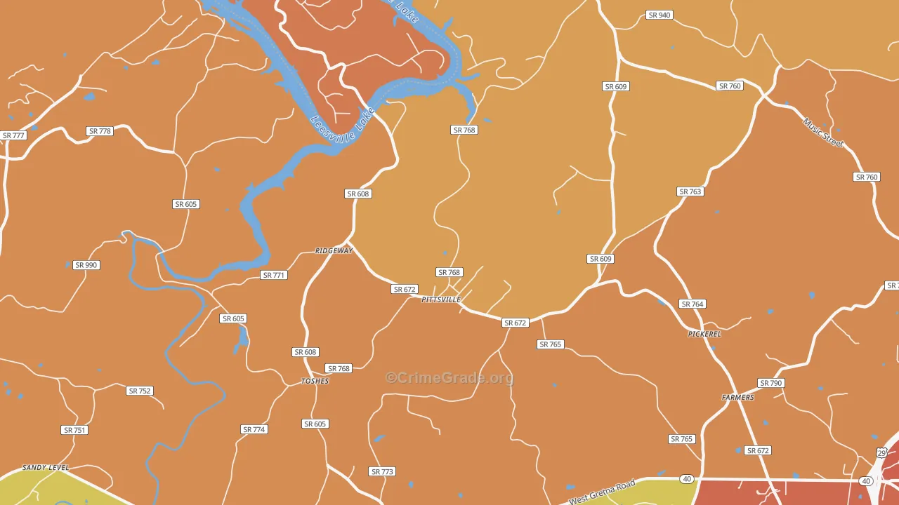 Pittsville, VA Map of Drug-Related Crime Rates