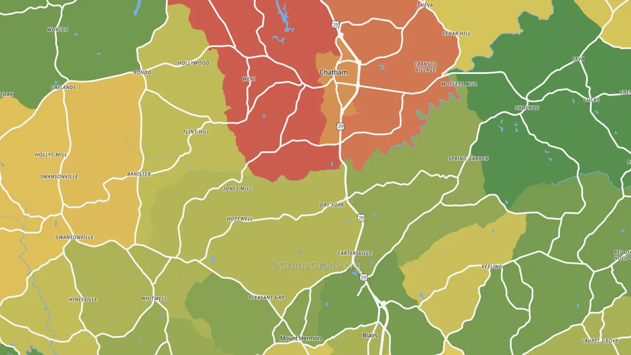 Pittsylvania County, VA Map of Drug-Related Crime Rates