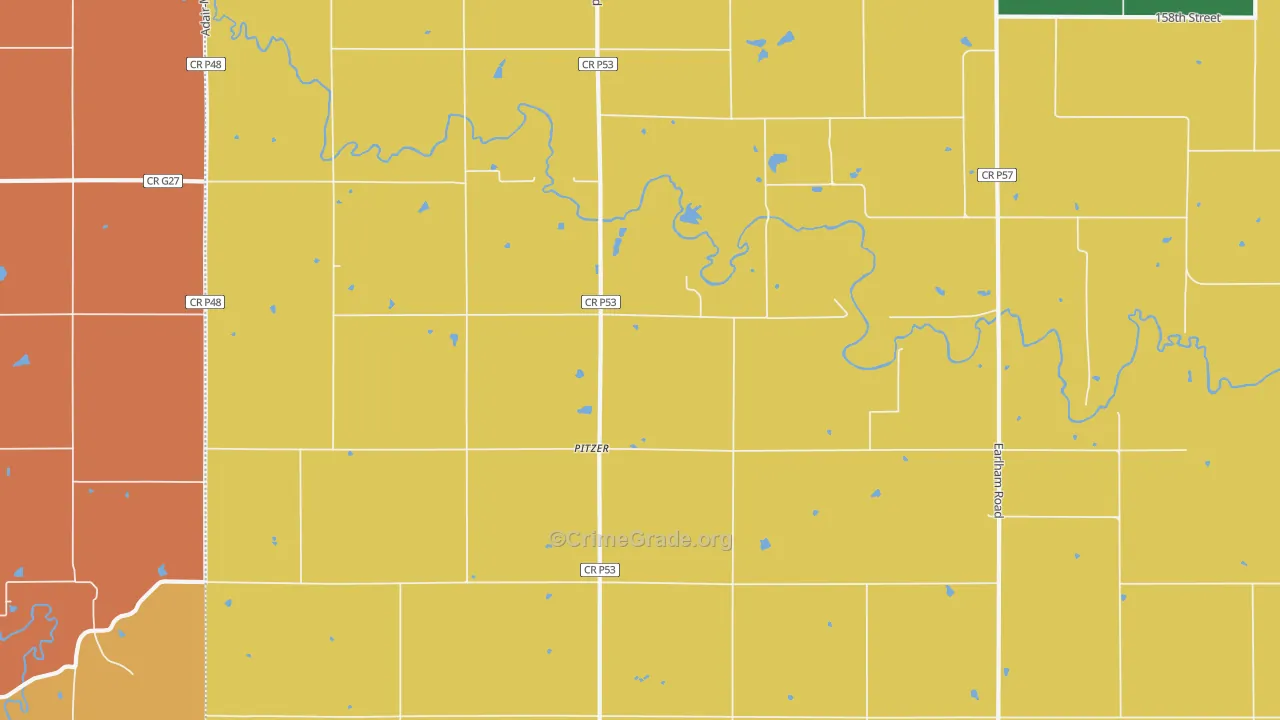 Pitzer, IA Map of Drug-Related Crime Rates