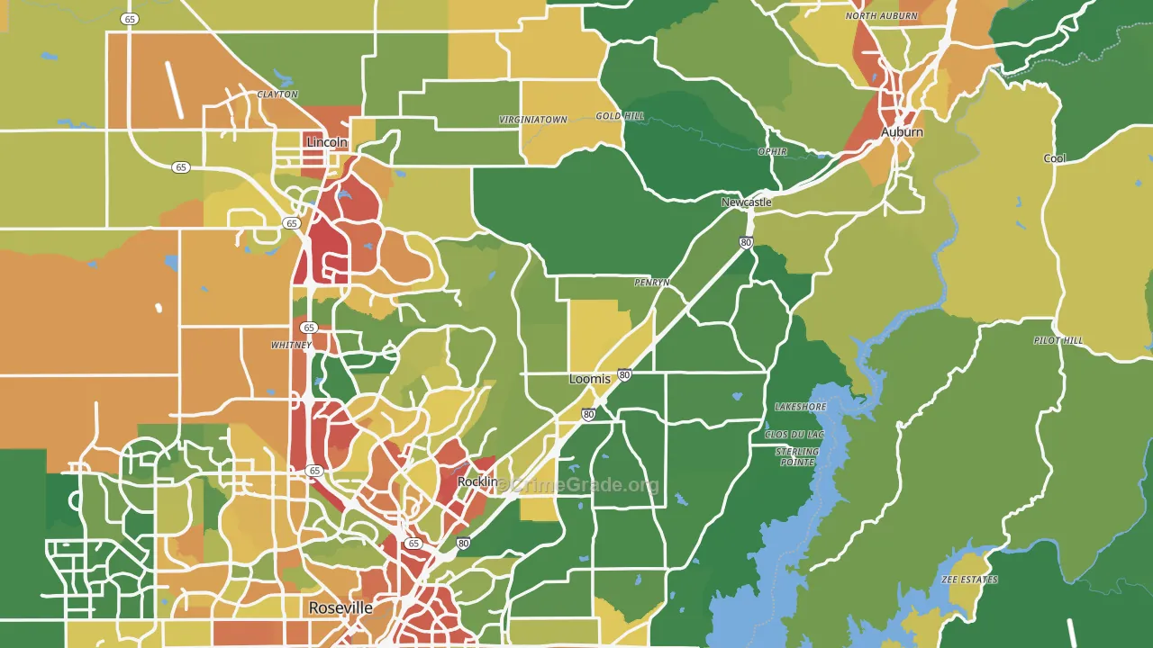 Placer County, CA Map of Drug-Related Crime Rates