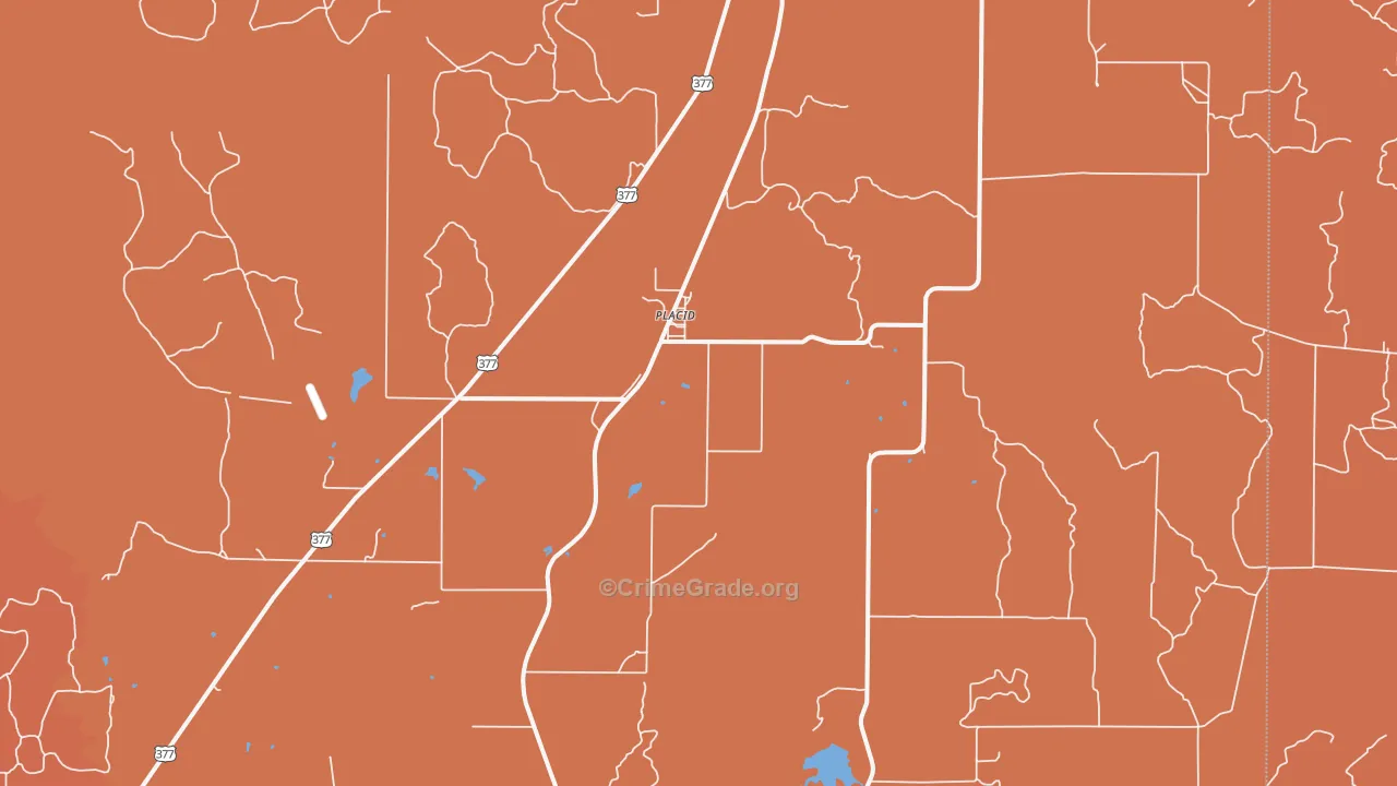 Placid, TX Map of Drug-Related Crime Rates