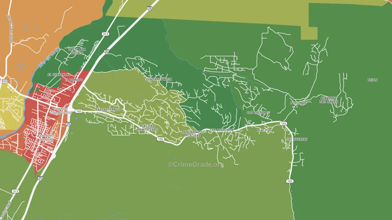 Placitas, NM Map of Drug-Related Crime Rates