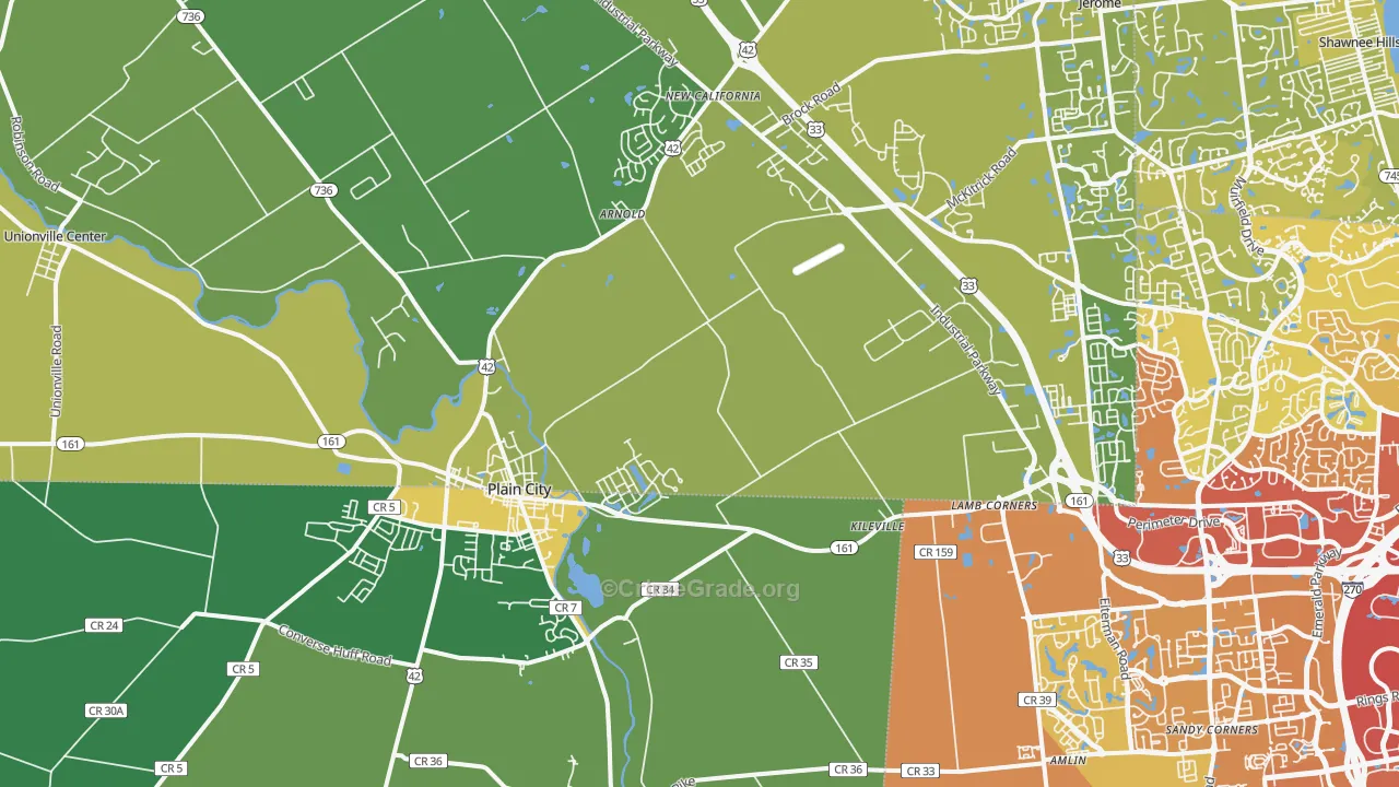 Plain City, OH Map of Drug-Related Crime Rates