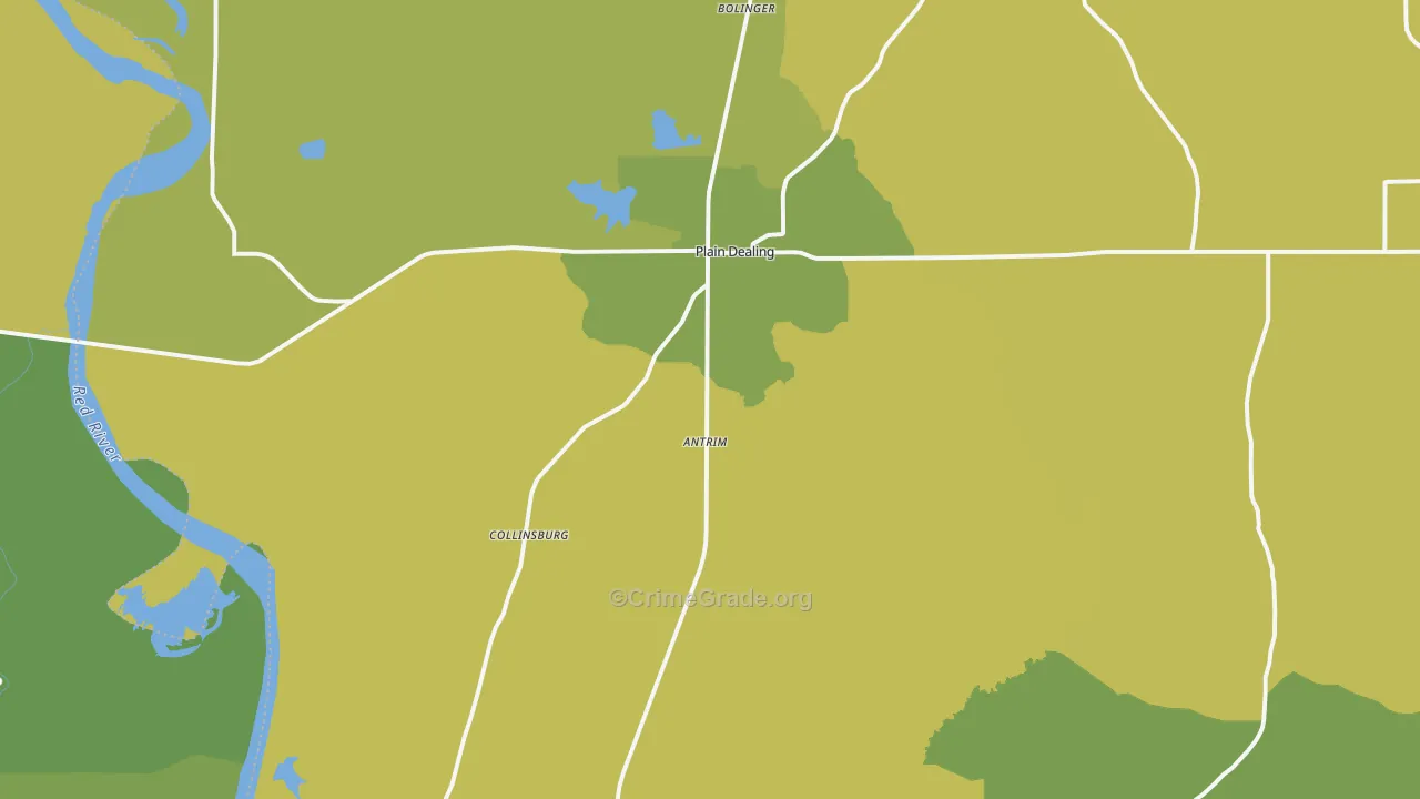 Plain Dealing, LA Map of Drug-Related Crime Rates