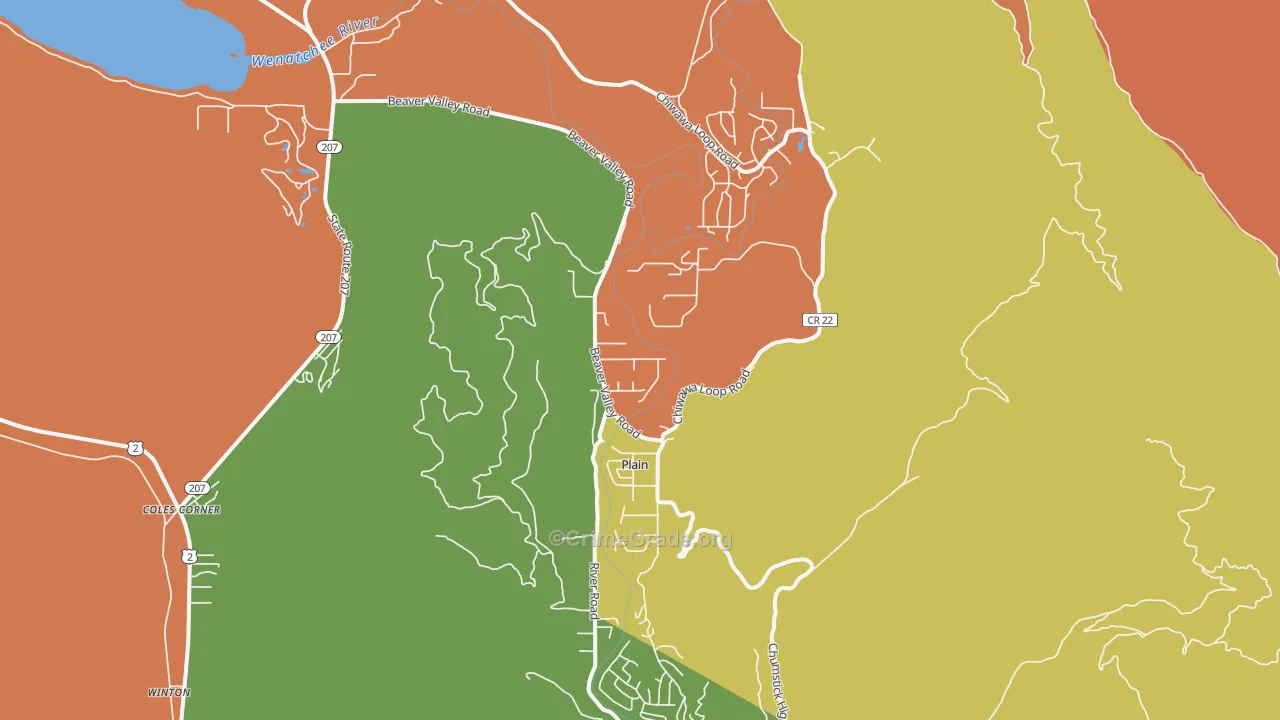 Plain, WA Map of Drug-Related Crime Rates