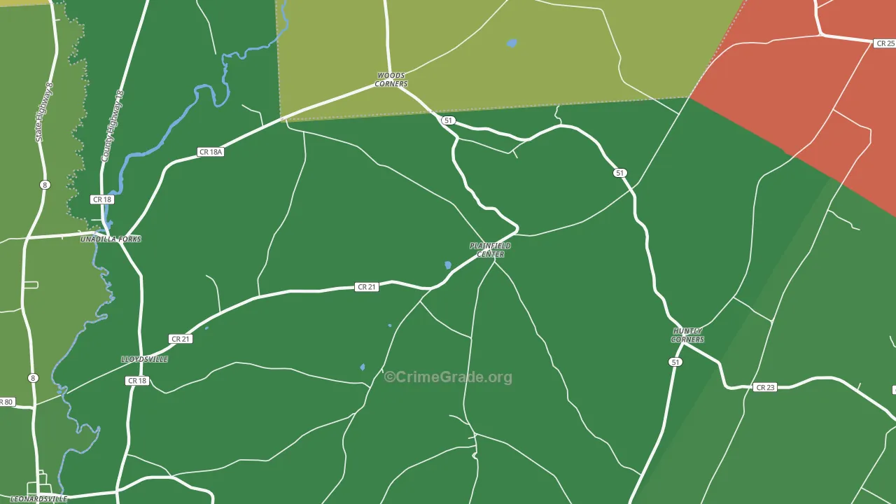Plainfield Center, NY Map of Drug-Related Crime Rates